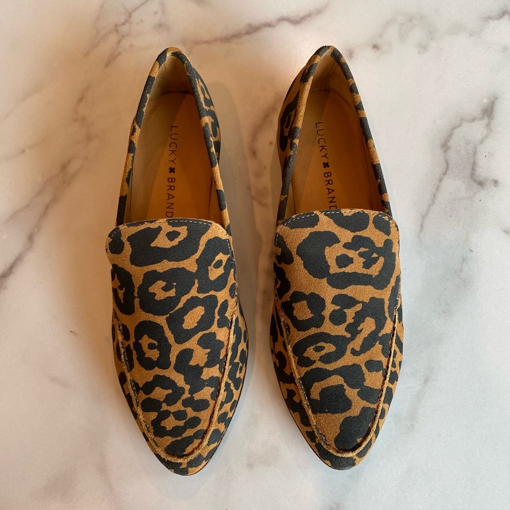LUCKY BRAND Leopard Print Bejaz Leather Loafer Flats New in Box